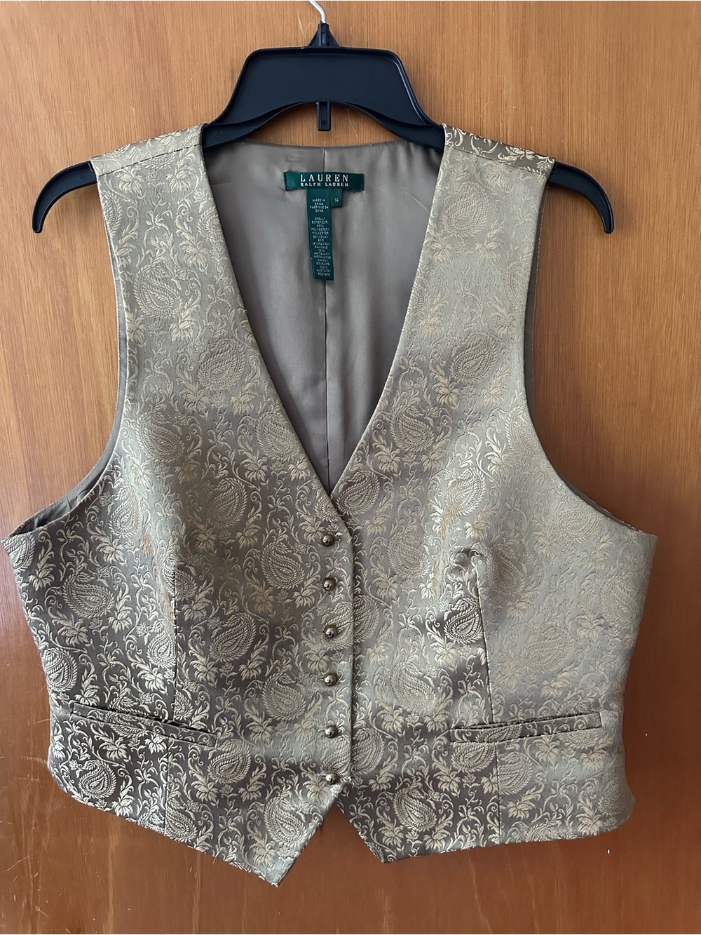 Ralph Lauren Gold Paisley Metallic Silk Brocade Vest Waistcoat 14